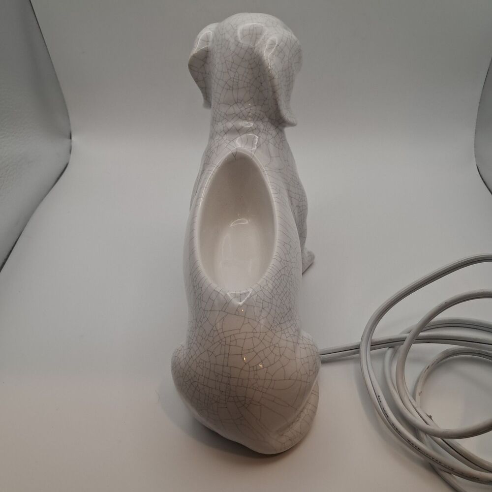 Scentsy Dachshund Mom Warmer White Crackle Wiener Dog Wax Element Warmer Retired - Picture 5 of 8